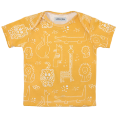 REMERA ANIMALES AFRICA AMARILLO 100 % ALGODON