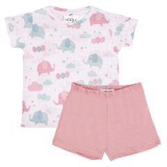 Pijama 2 piezas 100 % algodon Elefantes globos rosa