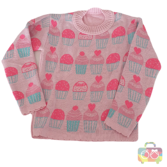 Blusa Tricot Infantil Feminino Cupcake