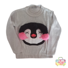 Sueter Tricot Infantil Feminino Pinguim