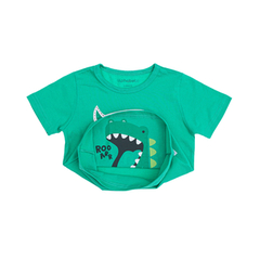 Camiseta Infantil Masculina Sou Dinossauro - Marca Alphabeto - Tubarão