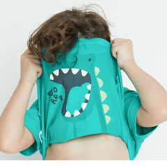 Camiseta Infantil Masculina Sou Dinossauro - Marca Alphabeto - Pose Tubarão