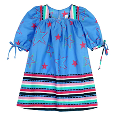 Vestido Infantil Feminino com Decote Arredondado Estrelado - Marca Precoce - Frente