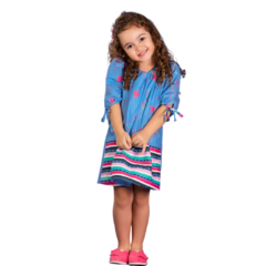 Vestido Infantil Feminino com Decote Arredondado Estrelado - Marca Precoce - Pose