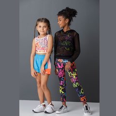Conjunto Infantil Feminino Top e Legging com Blusa de Tela Lettering - Marca Mylu - Pose