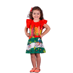 Vestido Infantil Feminino Vermelho Decote V nas Costas Look - Marca Precoce