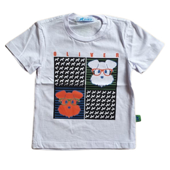 T-Shirt Infantil Masculina com Silk Oliver Manga Curta Branco - Frente