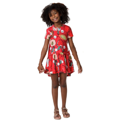 Vestido Infantil Feminino Recortes Maçã - Marca Mylu - Frente