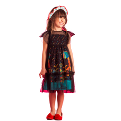 Vestido Infantil Feminino Chuva de Cores Tule - Marca Precoce - Pose