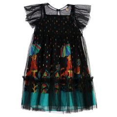 Vestido Infantil Feminino Chuva de Cores Tule - Marca Precoce - Frente