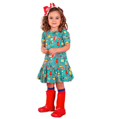 Vestido Infantil Feminino Corte e Costura - Marca Precoce - Pose