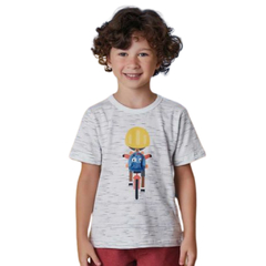 Camiseta Infantil Masculina Menino de Bike - Marca Alphabeto - Menino Vestido Frente