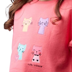 Moletom Infantil Feminino Meus Gatinhos - Marca Alphabeto - Detalhe