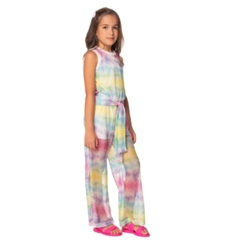 Macacão Infantil Feminino Tie Dye Rosa - Marca Mylu - Lateral