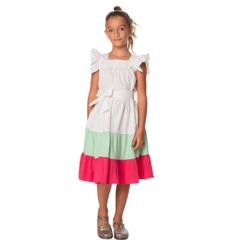Vestido Infantil Feminino Amarração Color Block - Marca Mylu - Frente