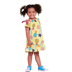 Vestido Infantil Feminino Abacaxi Amarelo - Marca Precoce - Pose