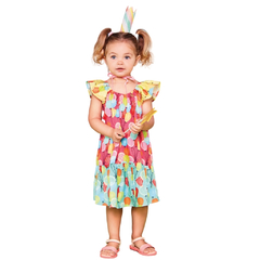 Vestido Infantil Feminino Balões Coloridos - Marca Precoce - Pose
