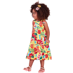 Vestido Infantil Feminino Flor Espacial - Marca Precoce - Pose