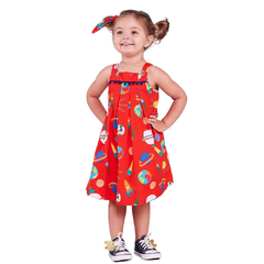 Vestido Infantil Feminino Mini Planeta - Marca Precoce - Pose