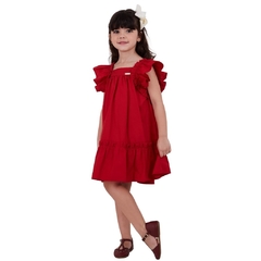 Vestido Infantil Feminino Gales Vermelho - Marca Precoce - Pose Frente