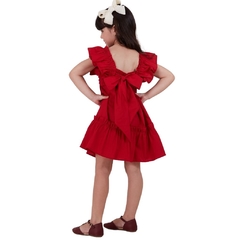 Vestido Infantil Feminino Gales Vermelho - Marca Precoce - Pose Costas