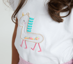 Camiseta Infantil Feminina Unicórnio Sparkle Detalhe - Marca Alphabeto