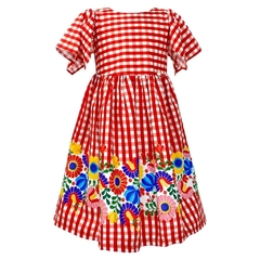 Vestido Infantil Feminino Xadrez Vichy - Marca Precoce - Frente