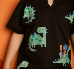 Camiseta Infantil Masculina Dino Black Detalhe - Marca Alphabeto