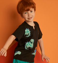 Camiseta Infantil Masculina Dino Black - Marca Alphabeto