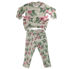 Conjunto Infantil Feminino Moletinho Rosas