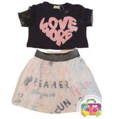 Conjunto Infantil Feminino Cropped Love - Marca Luluzinha - Frente