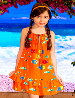 Vestido Infantil Feminino Babado Peixes Look - Marca Precoce