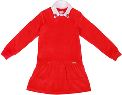 Vestido Infantil Feminino Plush Gola Cereja - Marca Precoce - Frente