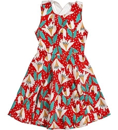 Vestido Infantil Feminino Floral Vermelho - Marca Precoce - Frente