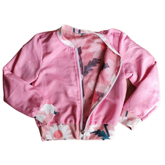 Jaqueta Infantil Feminina Dupla Face Rosa Floral - Marca Mylu - Face Lisa