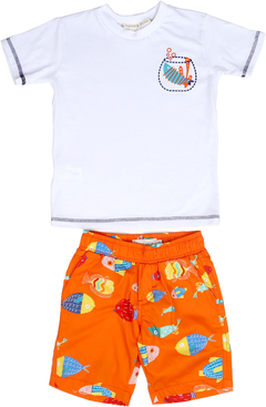 Conjunto Infantil Masculino Fundo do Mar Laranja - Marca Precoce - Frente