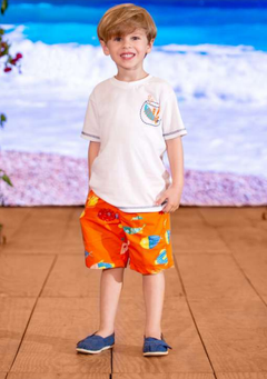 Conjunto Infantil Masculino Fundo do Mar Laranja - Marca Precoce - Pose