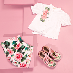 Conjunto Infantil Feminino Camisa Rosas - Marca Luluzinha - Vitrine