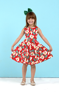 Vestido Infantil Feminino Floral Vermelho - Marca Precoce - Pose