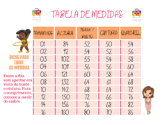 Tabela de Medidas Feminina da marca Mylu