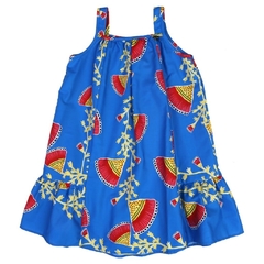 Vestido Infantil Feminino Azul Flor de Maracujá - Marca Precoce - Frente