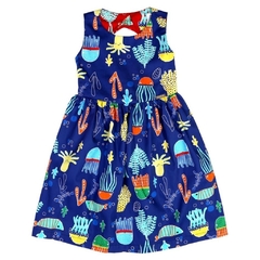 Vestido Infantil Feminino Fundo do Mar Azul - Marca Precoce - Frente