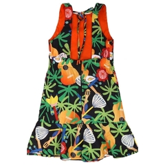 Vestido Infantil Feminino Lual Fundo Preto - Marca Precoce - Costas