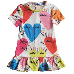 Vestido Infantil Feminino Meio Trapézio Estampa de Corações - Marca Mylu - Frente