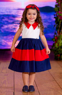 Vestido Infantil Feminino Navy Precoce - Malinha Divertida | Moda Infantil - Roupas para meninos e meninas. 