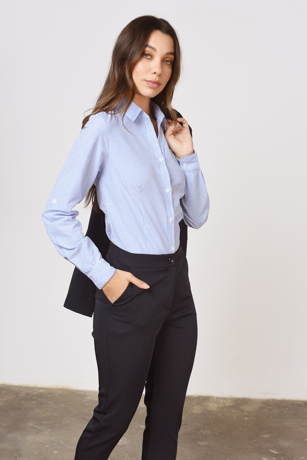 Camisa celeste mujer hot sale
