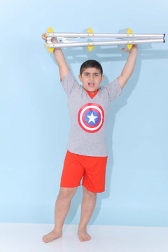 PIJAMA NENE M/CORTA Y SHORT CAPITAN AMERICA T 8 - 12 (602M) en internet