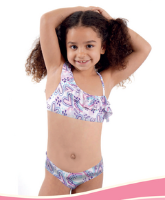 BIKINI NENA UN HOMBRO C/VOLADOS ESTAMPADA 4-8 (225A)