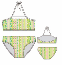 BIKINI NENA ESTAMPADA CON VOLADO EN ESCOTE T. 2 - 8 (223A)