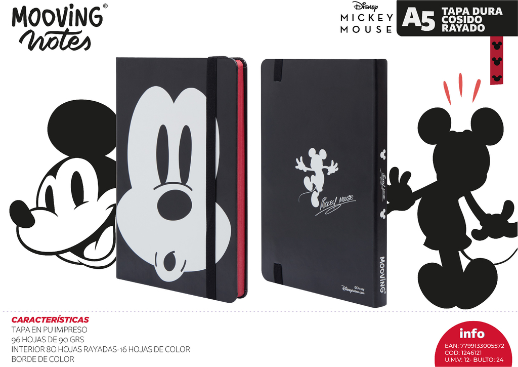 Libreta A5 Mickey Mouse con hoja de pegatinas New Import MC03001